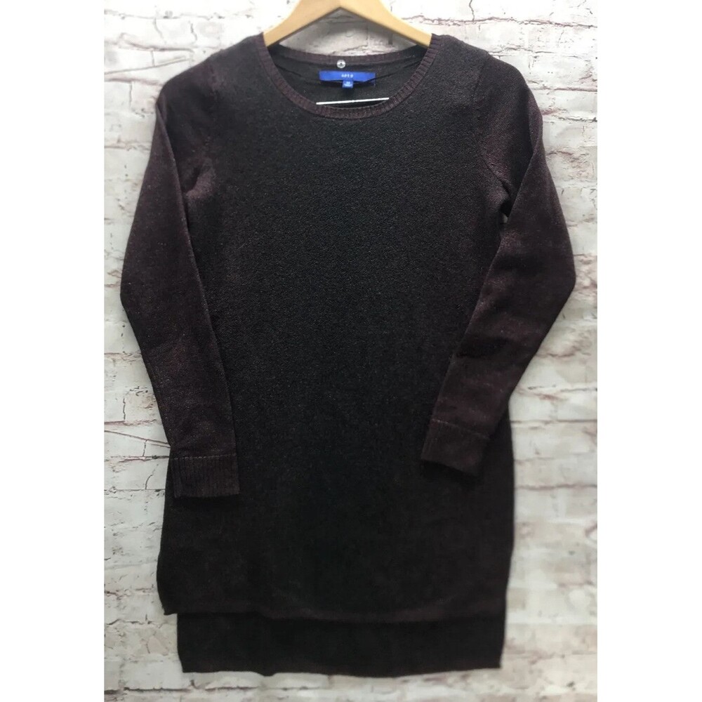 Apt.9 Sweater Size XS Burgundy Metallic Long Sleeve Hip Length Holiday